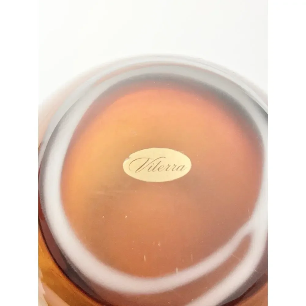 Viterra Gallery Collection Ombré Amber Smokey Gray Barrel Shaped Art Glass Vase